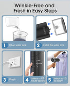 Handheld Steamer for Clothes, 1200W Foldable Travel Steamer, 20 Sec Preheat Garments Wrinkle Remover, 120V Portable Hand Iron with 150ml Water Tank, Clothes Steamer for Home Travel-Black
