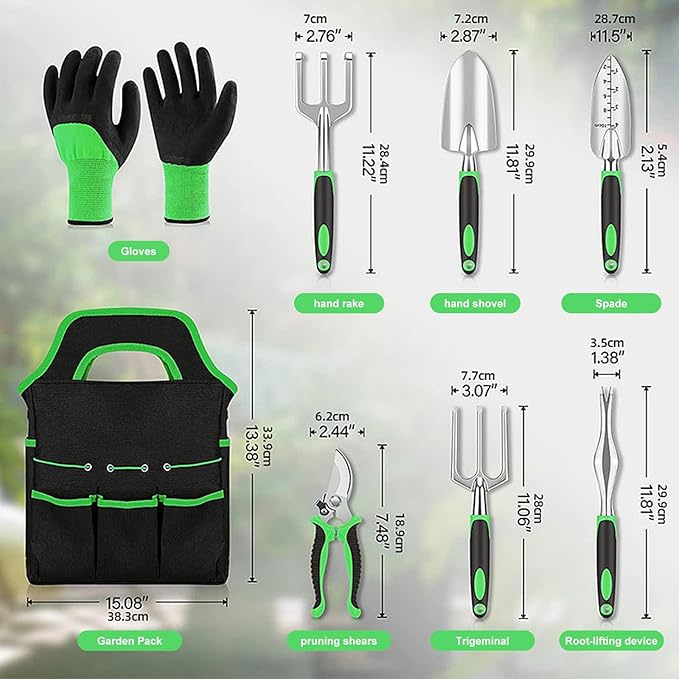 Garden Tools 8-Piece, Gardening Hand Tools, Gardening Tools Set Cultivators with Rust-Proof,Stainless Steel, Aluminum Alloy Material, Gardening Supplies Set Ideal Gift