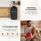 Hand and Dish Soap Dispenser Set,16oz Glass Bottles with Printed Labels, Bamboo Tray & Pump,Countertop Soap Dispensers for Kitchen,Luxury, Minimalist & Farmhouse Decor (Hand Dish (Black))