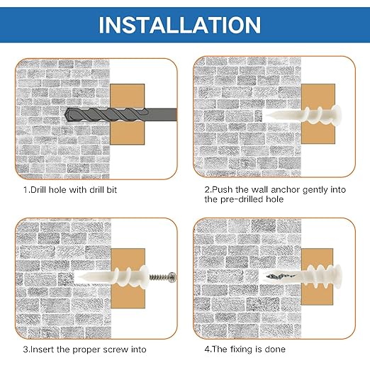 80 Pcs Self-Drilling Drywall Anchors - #8 x 1-1/4" Dry Wall Anchors and Screws Kit