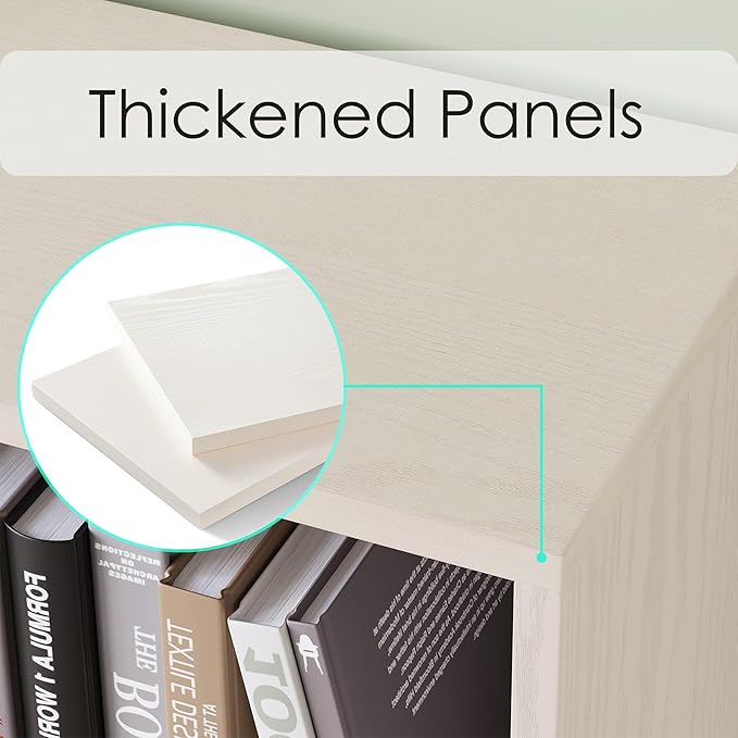 LINSY HOME Cube Storage Shelf, 3 Tier Floor Standing Book Shelf with Storage, Open Freestanding 9-Cube Bookcase Small, White Wooden Bookshelf for Home Office, Bedroom, White Oak