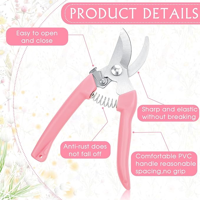 Jutom 8 Pcs Garden Shears Pruning Scissors Clippers Sharp Hand Pruners for Gardening Tools Cutting Flowers Trimming Plants Bonsai Fruits Picking, 4 Bypass Blade and 4 Straight Blade