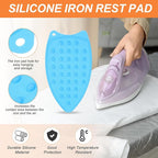 PATIKIL Silicone Iron Rest Pad, Multipurpose Hot Heat Resistant Iron Rest Plate Protective Pad for Ironing Board Hot Resistant Steamer Steam Compact Mat, Blue