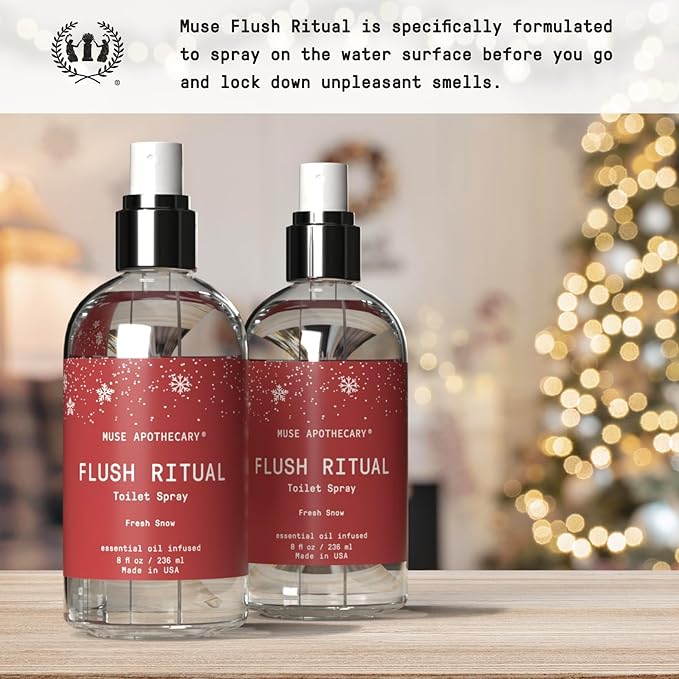 Muse Apothecary Flush Ritual - Aromatic & Refreshing Toilet Spray, Use Before You Go, 8 oz, Infused with Natural Essential Oils - Fresh Snow, Pack of 3