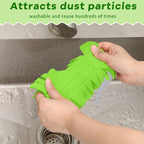 Zubebe 6 Pcs Duster Refill Reusable Fleece Duster Refills Feather Flat Dusters Multi Surface Washable Cleaning Pads Tools for Home, Blinds, Car, Pet, Furniture, Fans (Olive Green)