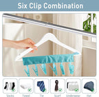 TamBee Portable Hanger Clips Travel Clothesline Travel Hangers Towel Drying Rack Clothing Hanger Folding Portable Sock Dock Swimsuit Drying Rack Hanger with 6 Clips Pack of 3 (Blue)