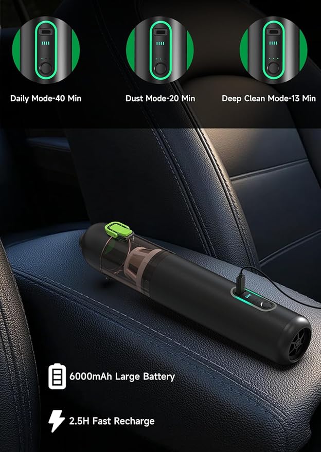 Car Vaccum, Rapair VC28 Handheld Vacuum, 4-in-1 Mini Vacuum Cleaner with 20000pa Suction Power, Rechargeable Vacuum with 3 Suction Modes, Portable Cordless Vacuum for Car, Home, Office Desk, Keyboards