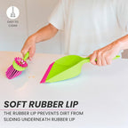 Vigar Flower Power Dust Pan and Brush Handy Set, 12-3/4-Inches, Green, Pink