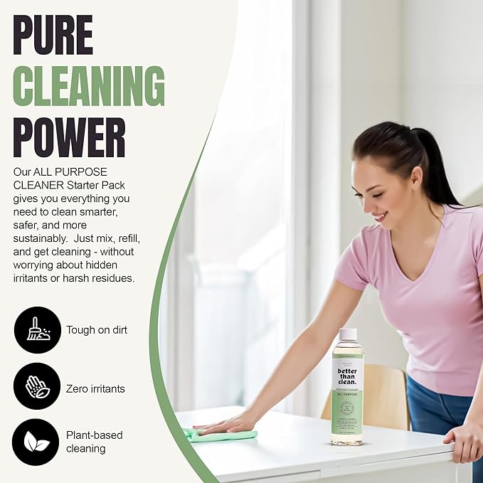 Better Than Clean™ All Purpose Cleaner Concentrate – Fragrance Free, Plant-Based, Non-Toxic, Multi-Surface Cleaner for Granite, Marble, Stone & More – 8oz Makes 4 Bottles