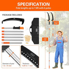 Manual Pole Saw for Tree Trimming, 7.8 FT Pruning Saw with 6-Section Stainless Steel Handle, Sharp steel Blade, Easy to Carry and Lightweight Extendable Design for Garden & Tree Maintenance