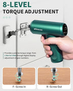 Cordless Screwdriver, 3.7V Electric Screwdriver with LCD Touchscreen Display, 8 Torque Settings, Includes 15Pcs Bits with Carry Bag, USB Cable, Tool Kit for Home DIY Projects