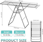 APEXCHASER Clothes Drying Rack, Oversized Drying Rack Clothing with Height-Adjustable, Foldable Gullwings Metal Laundry Rack, Indoor Outdoor Use, No Assembly, Black
