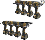 2 Pack Drill Holder, Power Tool Organizer Wall Mount, 80lb Heavy Duty Bearing Capacity Garage Storage, 4 Cordless Metal Shelf, Utility Storage Rack for Dewalt Cordless Tools Father Day Gifts