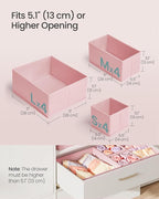SONGMICS Drawer Organizers, Dresser Divider Organizers, Set of 12, Foldable Fabric Storage Boxes for Socks, Underwear, Bras, Ties, Scarves, Jelly Pink URDZ006R01