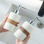 2-Pack Ceramic Soap Dispensers Set, Includes Stainless Steel Pump, Silicone Funnel and Diatomaceous Tray, Hand Soap, Dish Soap, Shampoo and Conditioner Dispenser for Bathroom & Washroom, White