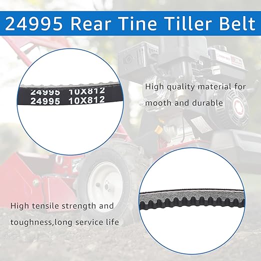 24995 Reverse Belt Compatible with Earthquake Victory Rear Tine Tillers Replace 24598, 29409, 29702, 33970 Tiller Drive Belt