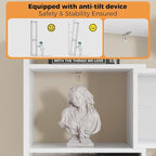 IRONCK 6 Tier Bookshelf and Bookcase with 2 Rattan Design Flip-top Storage Cabinets, 8 Cube Bookcases Display Storage Shelves Organizer for Living Room, 35.4" White