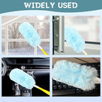 50pcs 360° Dusters Refills for Swiffer Dusters with 4X Microfibers,Blue Heavy Duty Efficient Duster Kit Disposable Dusters Refills with 1 Handle for Cleaning Furniture, Blinds, Ceiling Fans, Pet Hair