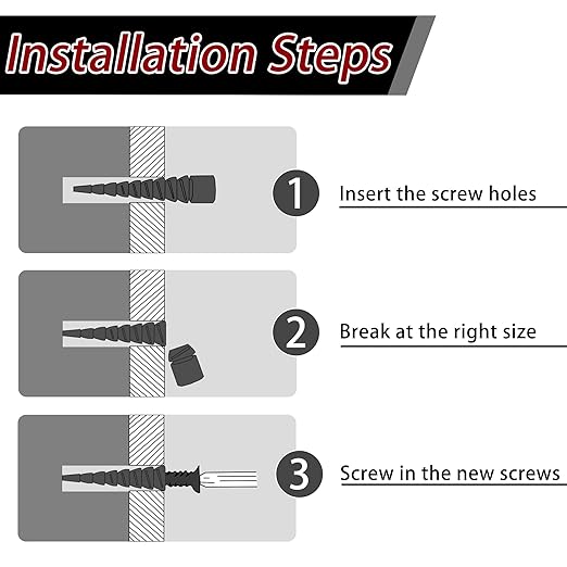 30 Pcs Wood Anchor Stripped Screw Hole Repair Kits-Door Hinge Hole Repair Kits Fit Screws Sizes #2 to #18-Adjustable Wall Anchors for Wood Door Drywall Hole Repair