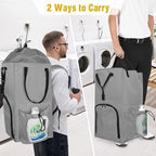 110L Backpack Laundry Bag, Laundry Backpack Heavy Duty with Shoulder Straps, Collapsible and Mesh Pocket Back to School Supplies Hamper Bag for College, Travel, Laundromat, Apartment Grey