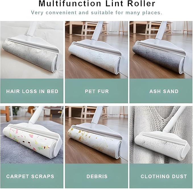 YHPDVI Lint Roller for Pet Hair – 9.45" Extra Wide Sticky Roller with 2 Refills & Long Handle | Heavy Duty Fur Remover for Couch, Carpet, Bed, Clothes | Large-Surface Lint Brush for Dog Cat Hair