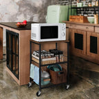 LIANTRAL 3 Tier Rolling Cart, Brown Kitchen Carts on Wheels with Storage, Multifunctional Utility Cart for Kitchen, Bathroom, Living Room, Bar, Office