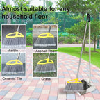 Stainless Steel Dustpan with Outdoor Stiff Bristles Broom,Long Handle Metal Dust Pan and Heavy Duty Broom for Home,Lobby,Office