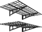FLEXIMOUNTS 2-Pack 2x4ft 24-inch-by-48-inch Wall Shelf Garage Storage Rack Wall Mounted Floating Shelves, Black