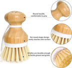 Bamboo Dish Brush,Bamboo Scrub Brush for Bishes Pots Pans Kitchen Sink Cleaning,2 Packs