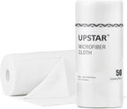 UPSTAR Microfiber Cleaning Cloth, Reusable Paper Towels Rolls, Cleaning Rags for Washing Dishes, Kitchen,Bathroom, 12x12 inch,50 Packs/Roll, White
