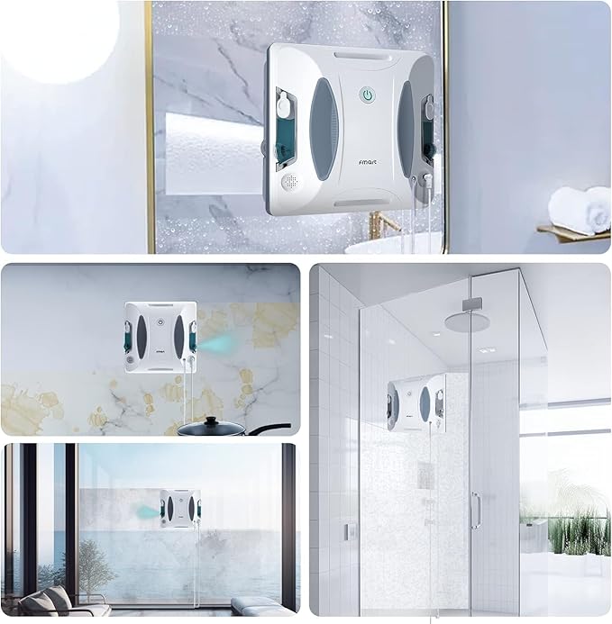 FMART Window Cleaner Robot Double-Sided Spray Water, 3800Pa Strong Suction Smart Window Cleaning Robot, APP&Remote Control Robot Suitable for Outdoor/Indoor High Rise Windows