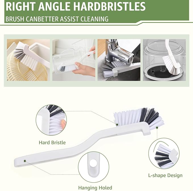 Inmorven 11 Pcs Crevice Cleaning Brush Set, Multi-Purpose Hard Bristle Brushes for Deep Cleaning Kitchen, Bathroom, Grout, Sink, Cup, Teapot, Bottle, Blender, Corners, Tight Spaces