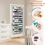 2 Pack Over The Door Organizer 6 Tiers, Extra Large Behind Door Storage of 12 Compartments, 80 lbs Weight Capacity Hanging Storage Organizer with Clear Window Kids Toys,Shoes (6 Tiers - Grey)