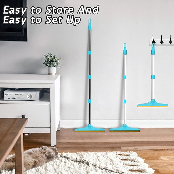 Carpet Rake for Pet Hair Removal - Reusable Pet Hair Remover, 60” Adjustable Long Handle Cat Dog Carpet Rake Scraper with Patented Design, Dog Hair Rake Brush for Rugs, Mats, Couch