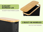 StorageWorks Toilet Paper Storage Basket, Papers Container with Bamboo Lid, Medium Toilets Holder for Up to 9 Mega Rolls, Organizer for Bathroom, Black, 1 Pack