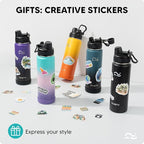 Swigina [2-IN-1 LID] Insulated Water Bottle with Silicone Boot (36hrs Cold/18hrs Hot) - DIY Stickers, Leakproof, BPA Free, Black, 24 oz