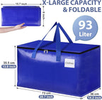 StorageRight Heavy Duty Moving Boxes-Moving Bags with Zipper, Reinforced Handles and Tag Pocket-Collapsible Moving Supplies-Totes for Storage Great for moving, Storage and Travel 93L(Blue-10 Pack)
