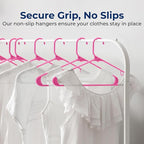 SereneLife 50 Pack Plastic Hangers, Non-Slip, Space-Saving Closet Organizers, Durable and Strong for Shirts, Sweaters, Hoodies, Kids Clothes & Dresses, Ultra-Thin, Lightweight