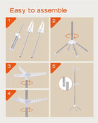 Clothes Drying Rack Foldable, 74.8 inch 2 Tier Laundry Drying Rack with Rotating Clothes Rail for 54 Pieces of Clothes, Space Saving, Indoor, Stainless Steel, White and Silver CDR002W01