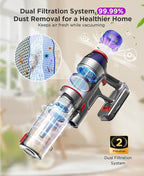 Cordless Stick Vacuum Cleaner for Home: Power Suction Vacuum Tangle-Free Lightweight Design & 2600mAh Detachable Battery Up to 50mins Runtime for Pet Hair Carpet Hardwood Floor