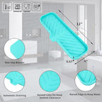Silicone Bathroom Soap Dishes with Drain Spout-Bathroom and Kitchen Sink Organizer,Sponge Holder,Dish Soap Tray,Perfect for Dispenser,Scrubber,Bottle,Cup on Sink or Counter-Mint 12"×4"