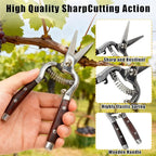 Garvee 2-Pack Wood & Steel Handle Bypass Pruning Shears for Gardening | Curved & Straight Garden Shears 8x20cm | Ultra Sharp Blades for Plants, Flowers & Light Branches | Essential Gardening Tools