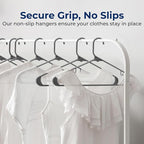 SereneLife 30 Pack Plastic Hangers, Non-Slip, Space-Saving Closet Organizers, Durable and Strong for Shirts, Sweaters, Hoodies, Kids Clothes & Dresses, Ultra-Thin, Lightweight