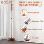 Eazer Floor Scrubber Brush, 2-in-1 Deck Scrubber Brush with Long Handle, Soft & Hard Bristle Brush for Cleaning Concrete, Squeegee Broom for Floor,Bathroom Garage,Kitchen,Wall,Tile and Swimming Pool