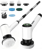 Electric Spin Scrubber, Cordless Cleaning Brush, Bathroom Shower Scrubber with 7 Replaceable Brush Heads, 2 Adjustable Speeds, Extension Handle, IPX7 Waterproof for Tub Tile Floor Car13.
