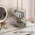 3 Pack Large Stackable Storage Drawers, Clear Plastic Drawer Organizer, Under Sink Cabinet Drawers, Pantry Organizers and Storage Drawer for Makeup, Bathroom, Kitchen, Office