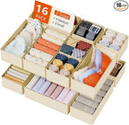 DIMJ Drawer Organizer Clothes Storage - 16 Pack Baby Dresser Organizer for Nursery, Foldable Drawer Dividers for Bedroom Closet Organization, Fabric Storage Bins for Socks, Underwears, Bras