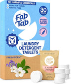 Fab Tab Laundry Detergent Tablets, Plant-Based Formula, Removes Tough Stains, Plastic-Free Alternative to Pods, All Washing Machines (30 Count, Floral)