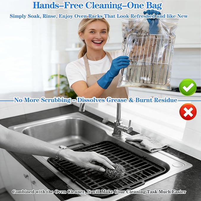 Oven Rack Cleaning Bags, Heavy Duty No Scrub Oven Rack Cleaning Bags, Reusable Leak-Resistant PE Bags for Deep Soaking Grill Grates, BBQ Racks, No Cleaner Included, 3 Pack (15.7''*23.7'')