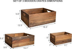 TIMRIS Set of 3 Rustic Distressed Wood Nesting Crates, Farmhouse Decorative Wooden Storage Boxes, Vintage Reclaimed Wood Baskets for Display (Natural)